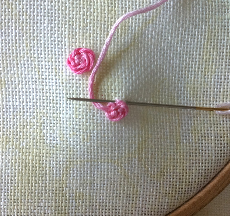 Humming Needles Stem Stitch Rose with Knotted Center Tutorial