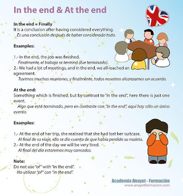 In the end and At the end. English