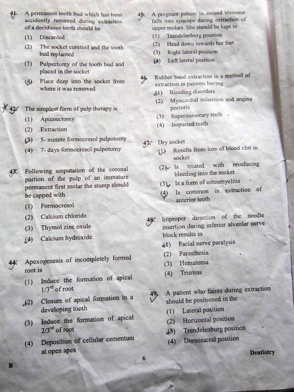 RPSC DENTAL PORTAL RPSC DENTAL SURGEON EXAM 2011 QUESTION PAPER WITH ANSWERS