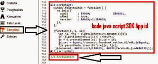 Gambar Cara memasang kode SDK App Id Facebook Untuk Website