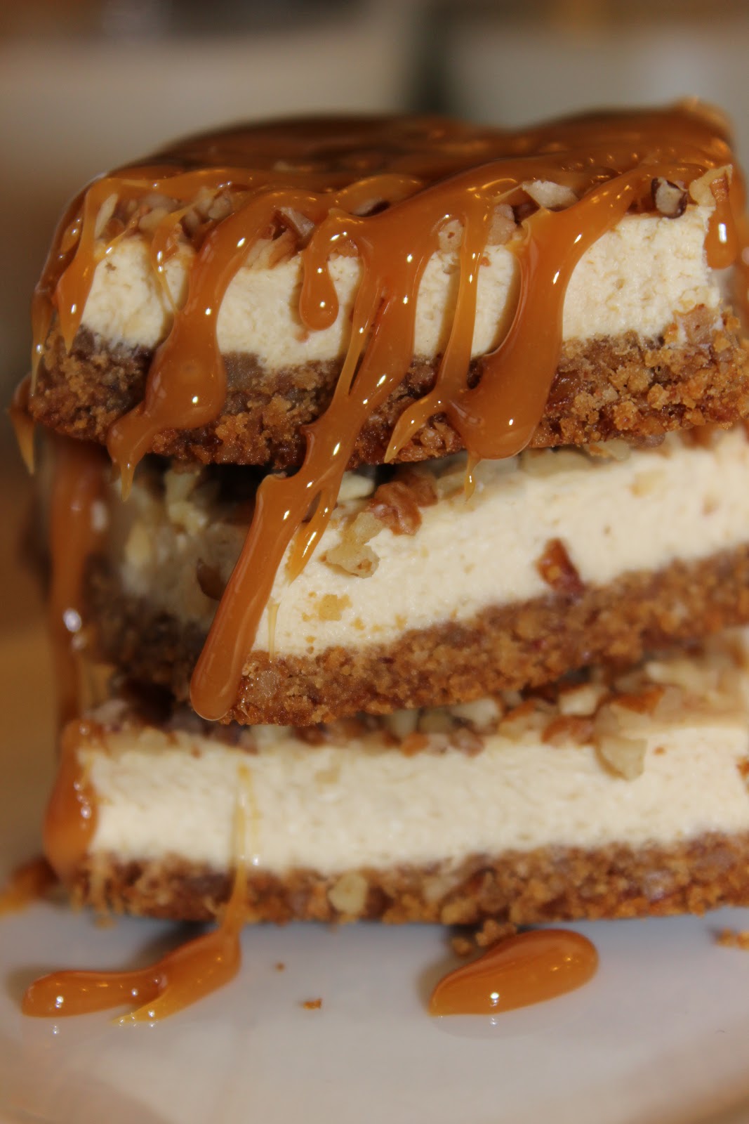 sugar & spice Salted Caramel Pecan Cheesecake Bars