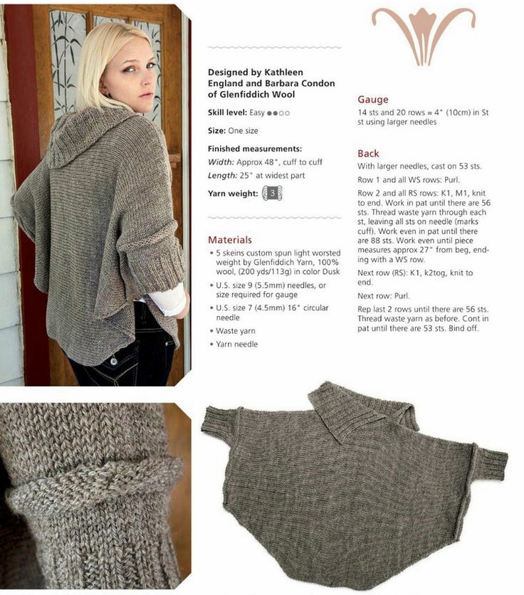 Dziana Moda: Proste poncho do zrobienia na drutach