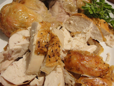 plate of delicious roasted chicken sliced