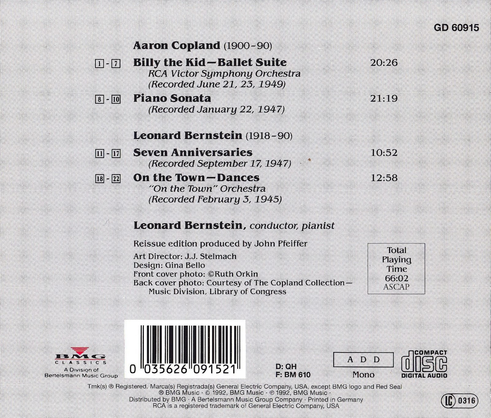Sentidos Bernstein. Primeros Años. Copland. Billy the Kid. Piano