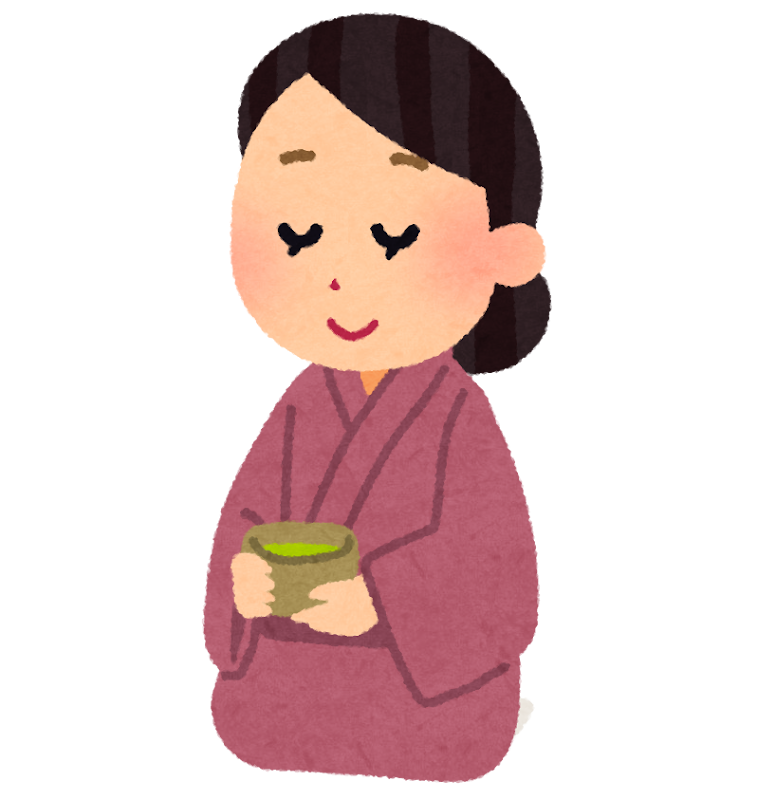 無料イラスト かわいいフリー素材集 お茶を飲む女性のイラスト 茶道