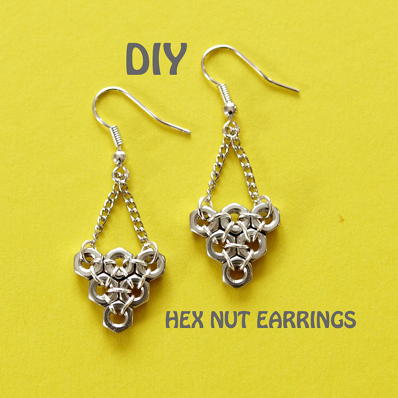 Letandas DIY hex nut earrings
