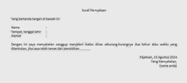 Contoh Surat Pernyataan Kesanggupan Terbaru | Conto Surat