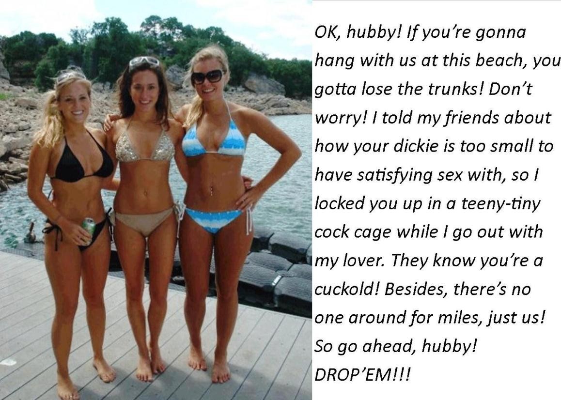 Wife boyfriend cuckold caption bikini