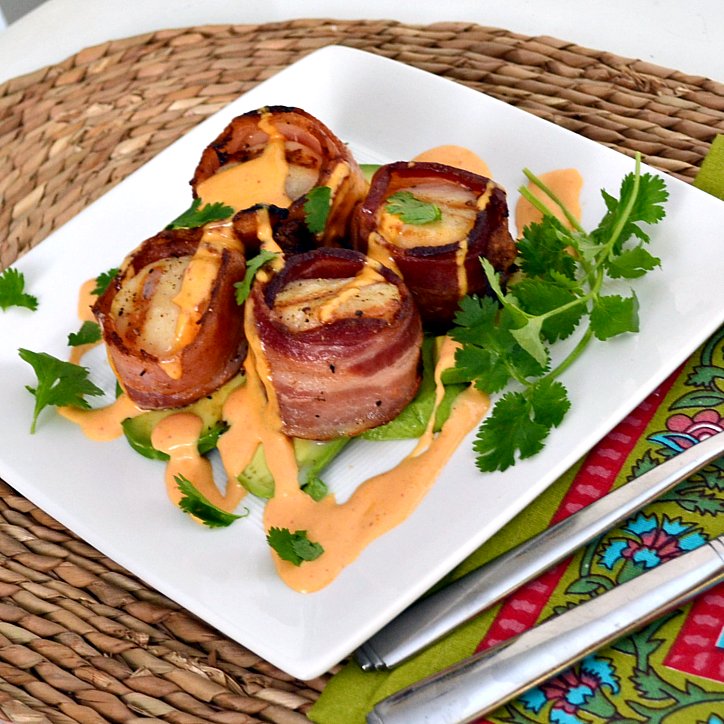 The Foodie Couple Grilled Bacon Wrapped Scallops with a Chipotle