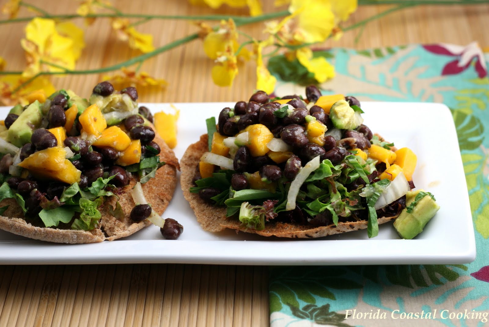 Avocado, Mango and Caribbean Black Bean Tostada Coastal Cooking