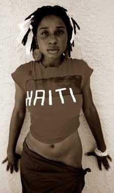 Woman named Zola with 'Haiti' written on her shirt. Woman named Zola with 'Haiti' written on her shirt.