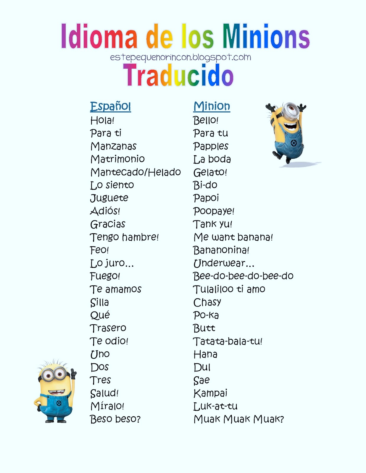 happy birthday in minion language giftsforsubs Minion%2BEspa%25C3%25B1ol happy birthday in minion language giftsforsubs