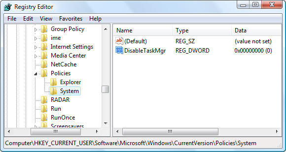 Windows Task Manager Disabled Vista