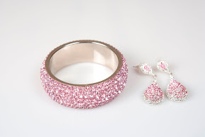 Pink Sparkly Bangle & Earrings - Jewellery Gift Set from Crystal Couture