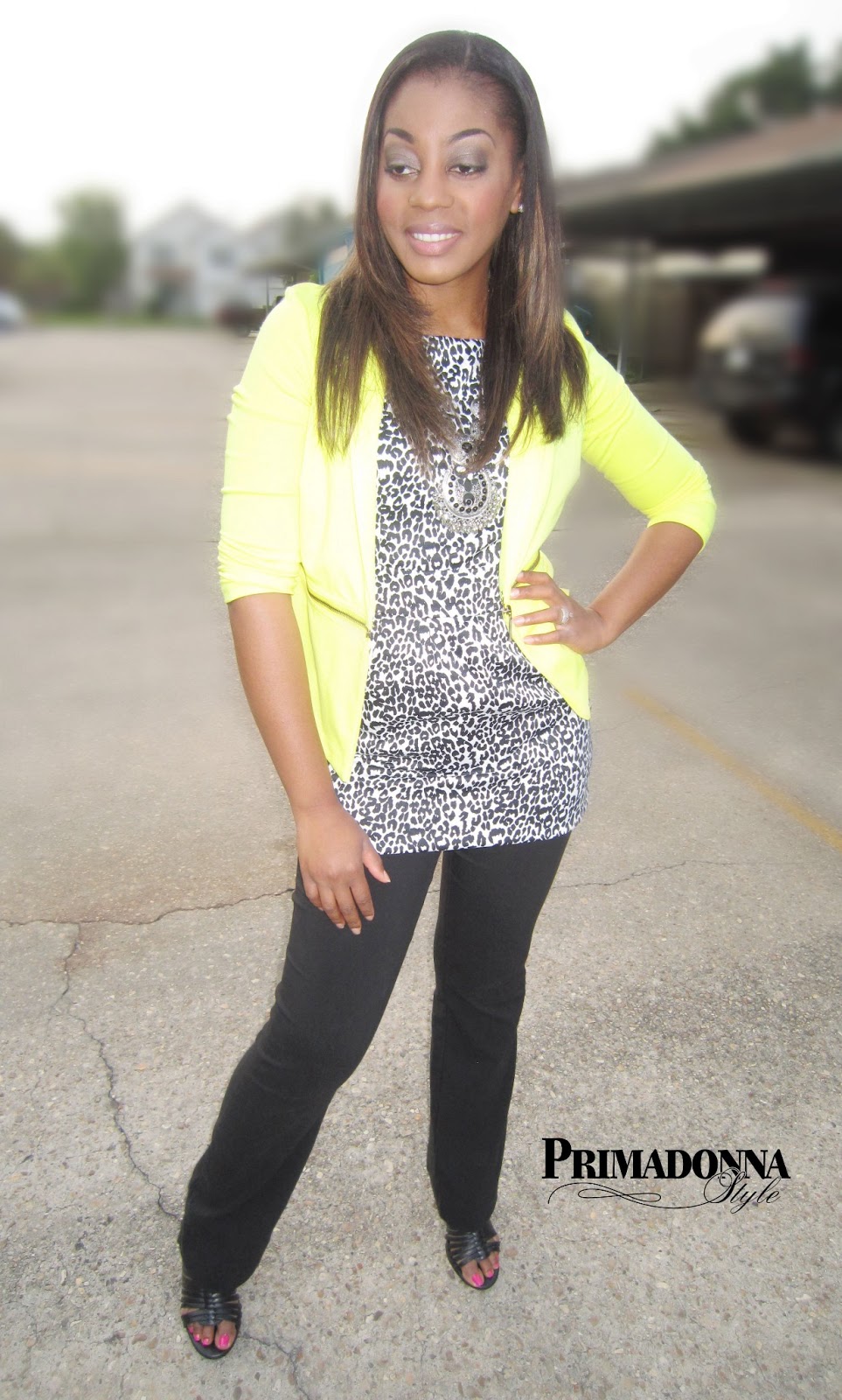 Primadonna Style How to Wear Neon Mossimo Ponte Zipper Blazer in Neon