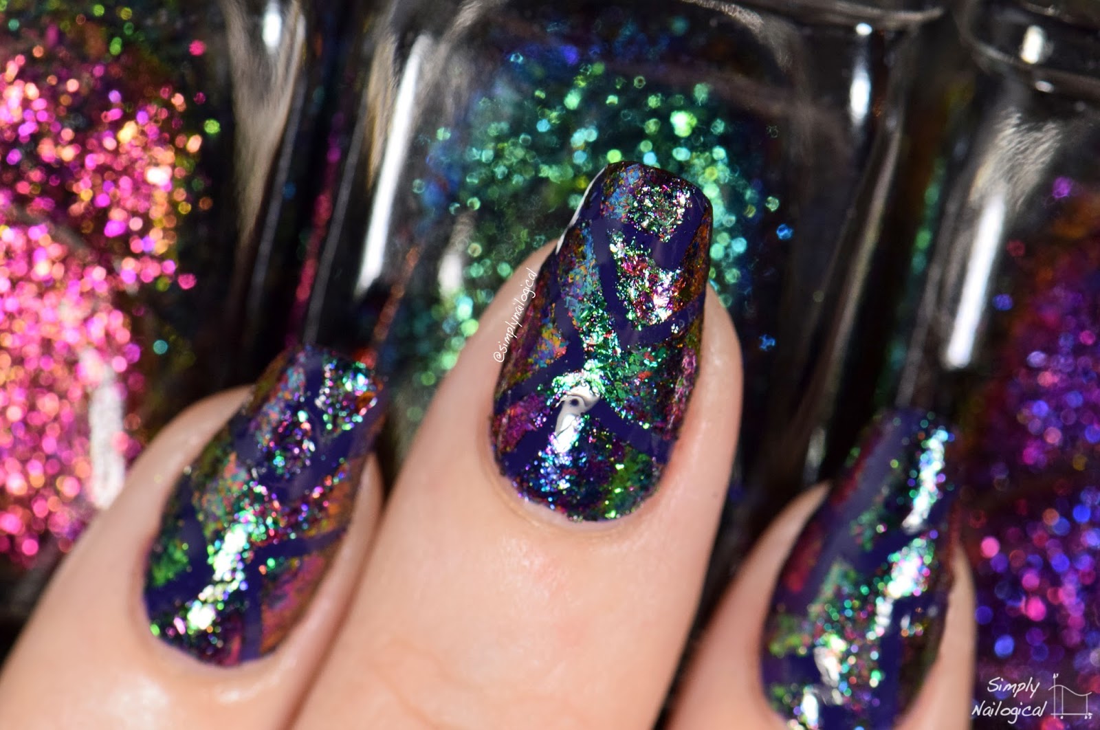 Simply Nailogical Geometric ultrachrome flakie and right angle madness