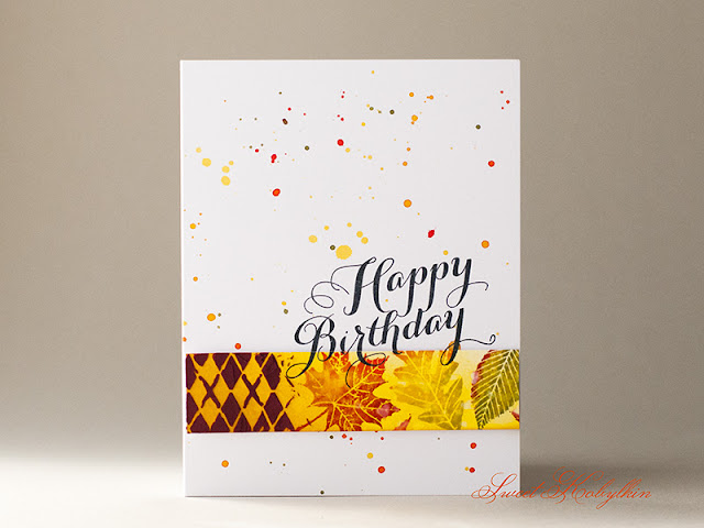 Birthday Card with Leaf Prints from Papertrey Ink by Sweet Kobylkin