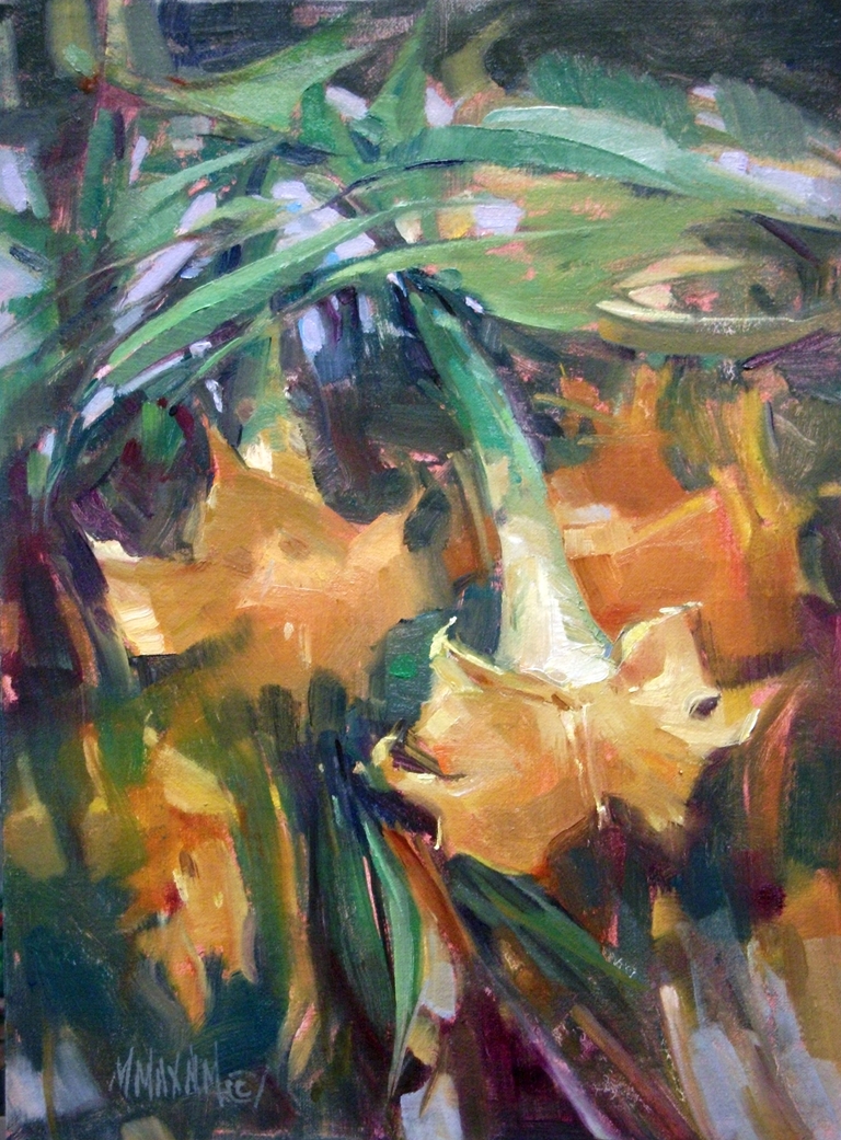 Mary Maxam paintings Angel Trumpet Flowers floral oil from the