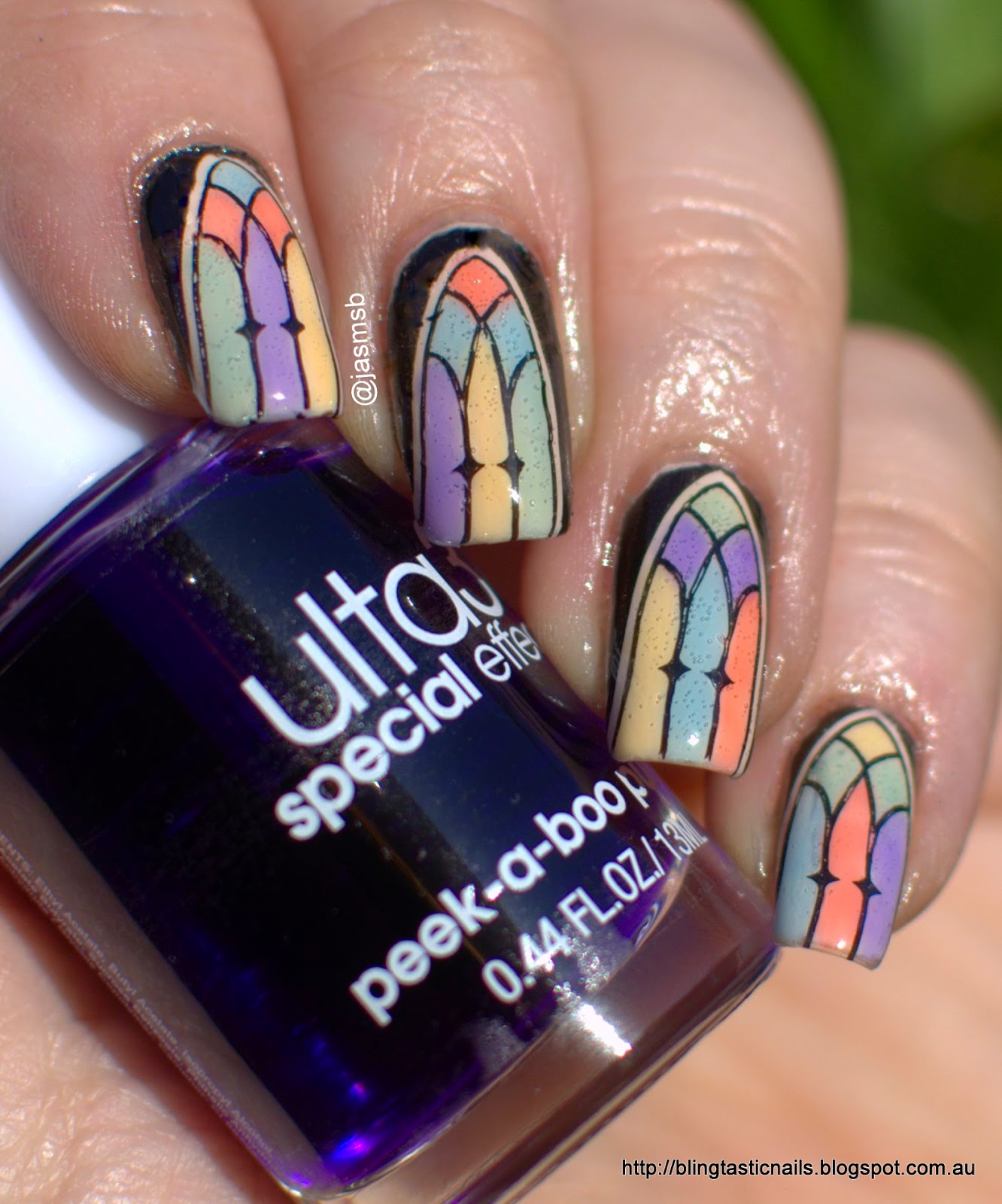 Jas's Blingtastic Nails Ulta3 Watercolor Nail Art Stained Glass Windows