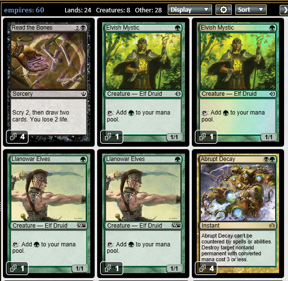 Magic the Gathering Adventures [Modern] The Magic 2012 Empires Combo