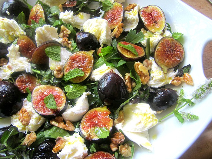 A Platter of Grilled Figs w/ Burrata & Mint