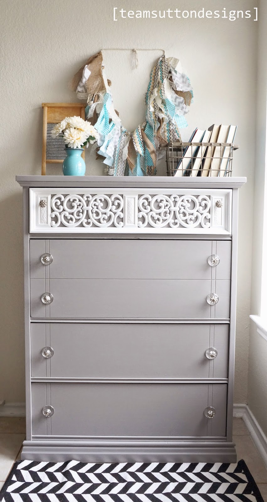 Team Sutton Designs Armada Dresser in Pebble Beach & White Lacquer