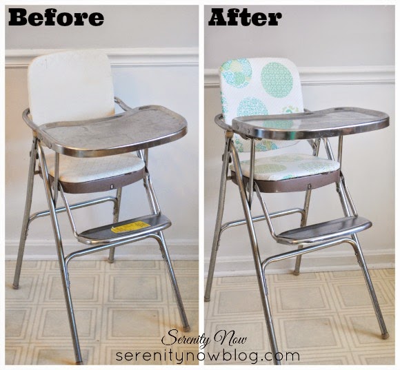 Serenity Now Vintage Stainless Steel High Chair Makeover High Chair That Sits On One Of Our Kitchen Chairs But I Loved The Stainless Piece Because It Had Character And With Seven Cousins Having An Extra