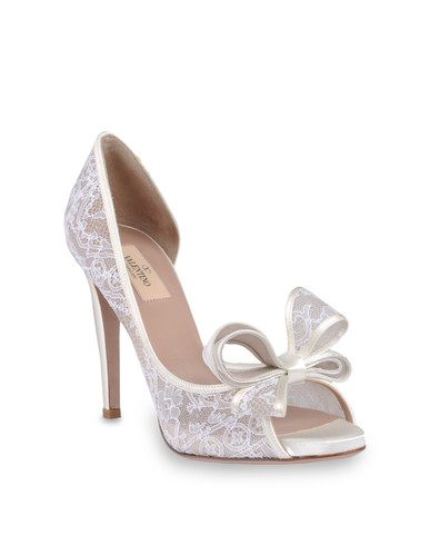 White Wedding Shoes Valentino Lace Bow Shoes