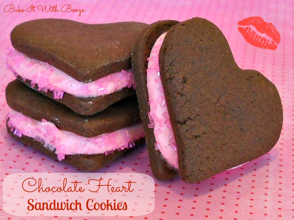 Bake It With Booze! Chocolate Heart Sandwich Cookies