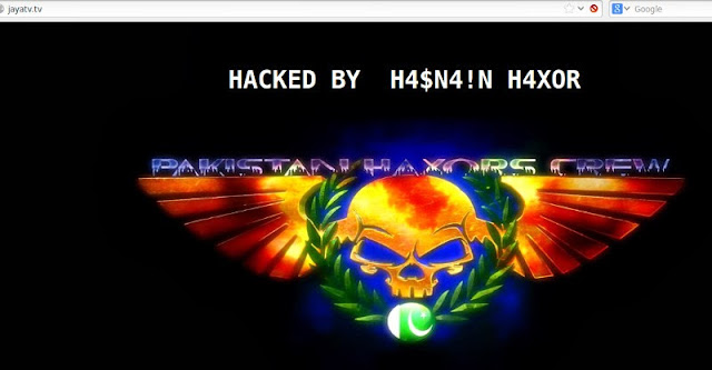  ஜெயா டிவி இணைய தளத்தை முடக்கிய பாகிஸ்தான் ஹாக்கர்கள்  Jaya+tv+website+hacked+by+pakistani+hackers