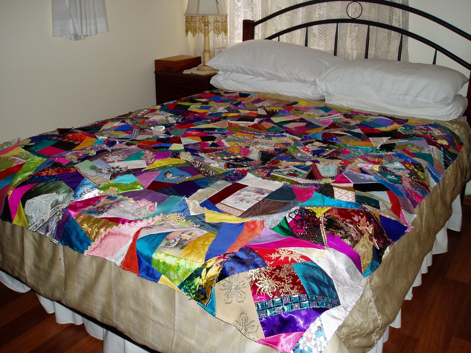 Viv's Crazy Quilting Journey Coloured Crazy Quilt Squares