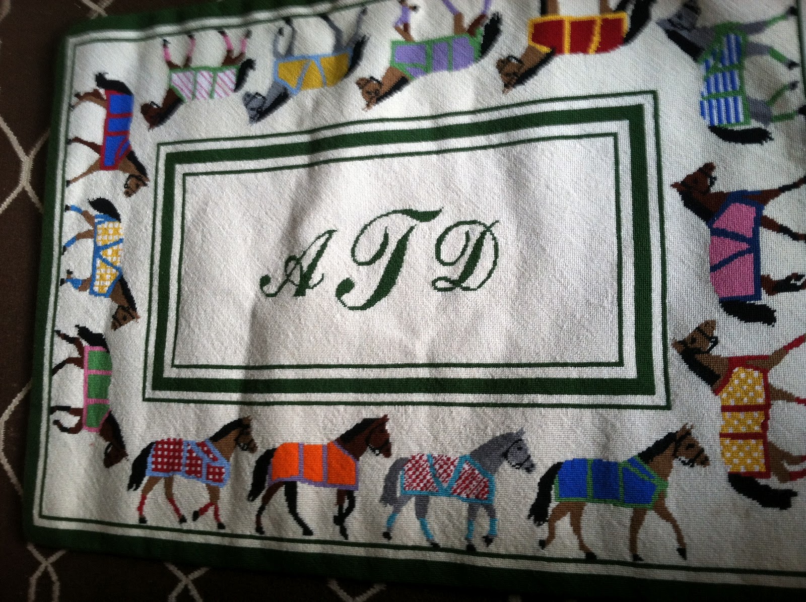 Horse Country Chic Needlepoint Horse Rug