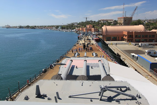 The magnificent view from the pilot's seat at Battleship USS IOWA BB61 in Los Angeles, California, USA The magnificent view from the pilot's seat at Battleship USS IOWA BB61 in Los Angeles, California, USA
