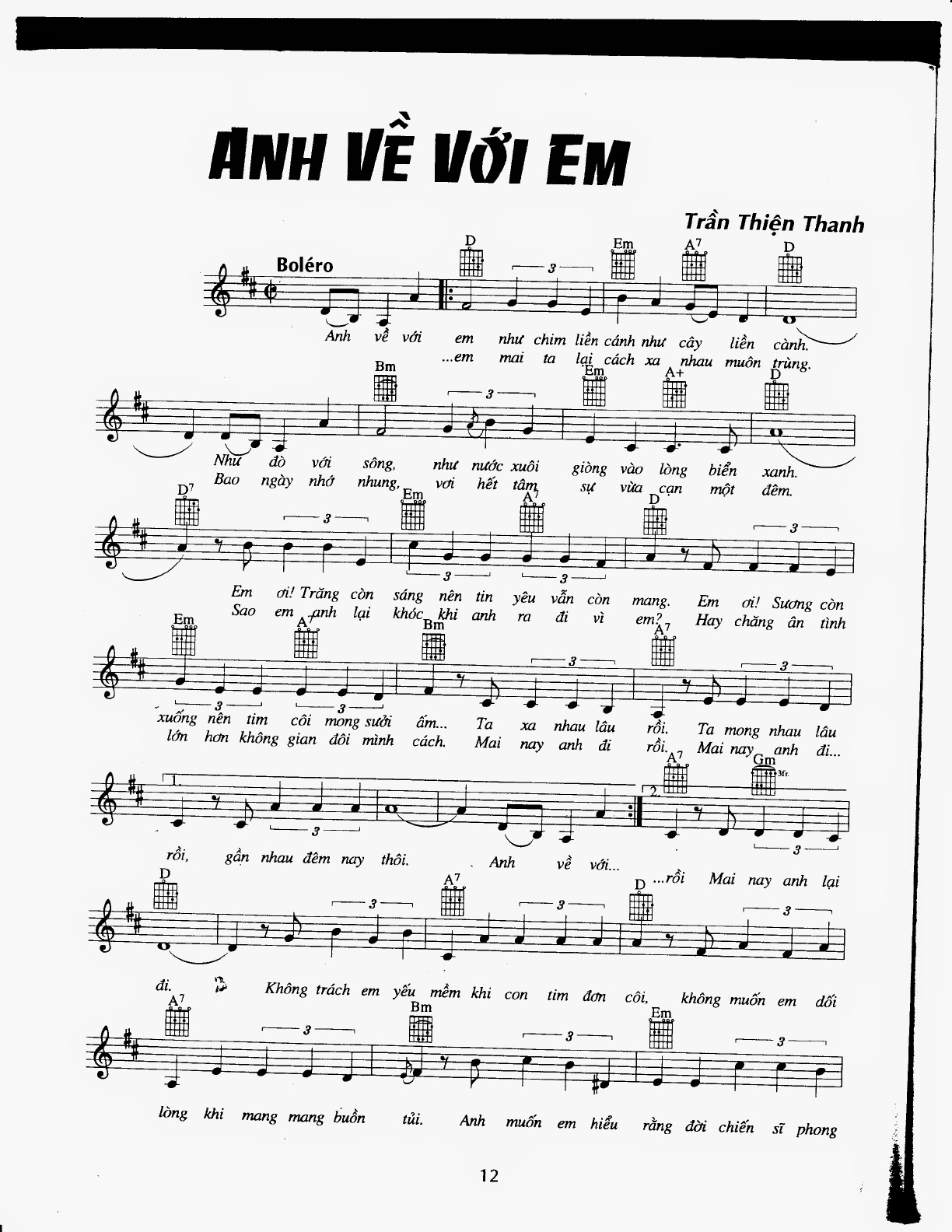 CHIA SẺ SHEET NHẠC Anh về với em sheet nhạc + hợp âm