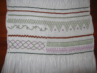 Smocking sampler for emboidery class