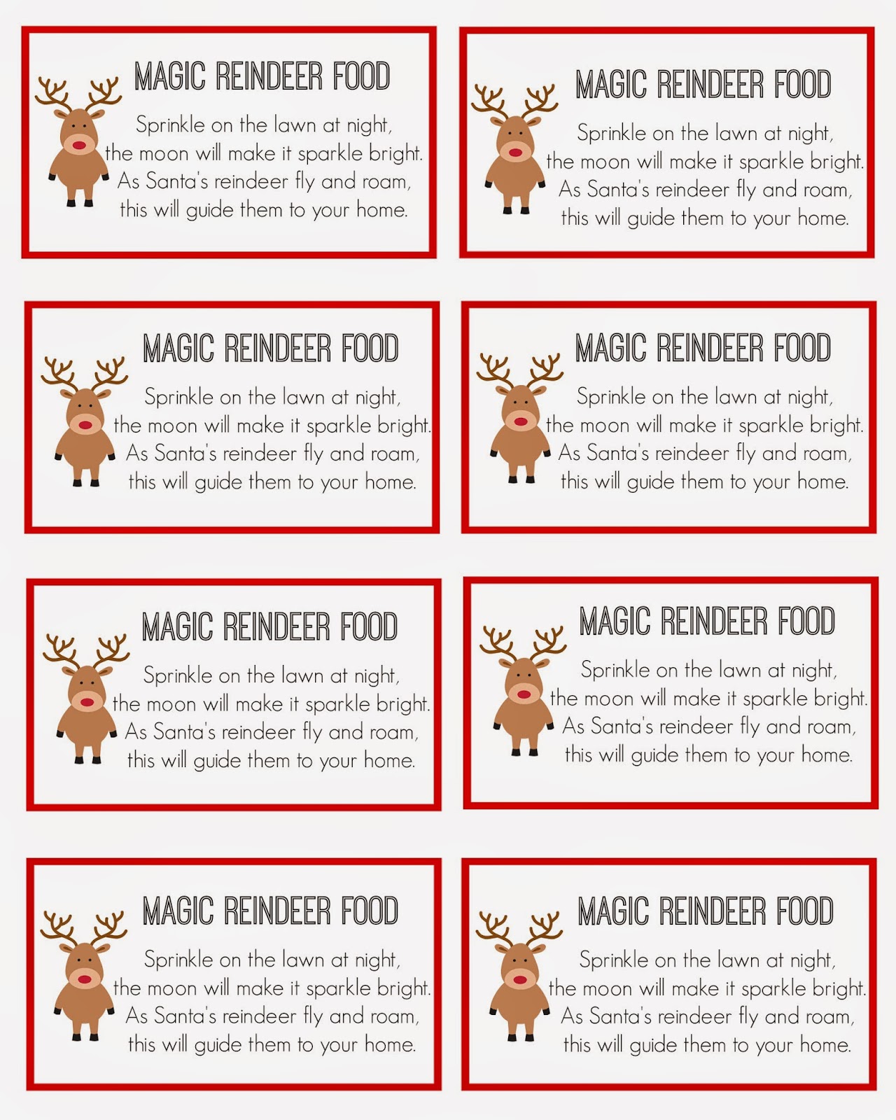 Reindeer Food Tags Printable Printable Word Searches