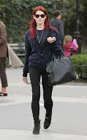 Ashley Greene with new hair color out in New York