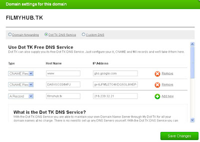 DNS settings in DOT TK DNS settings in DOT TK
