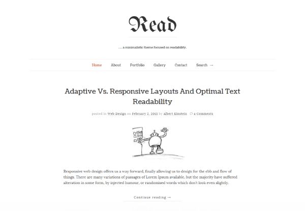 Read WP minimalist simple theme