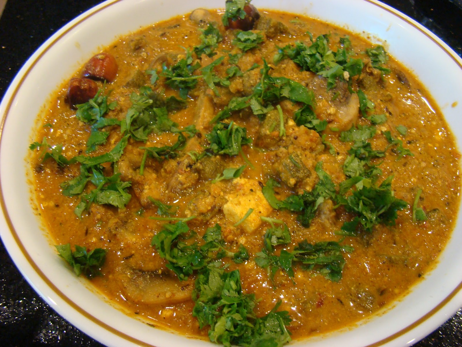My Favorite Recipes Collection Okra Mushroom Curry with Paneer