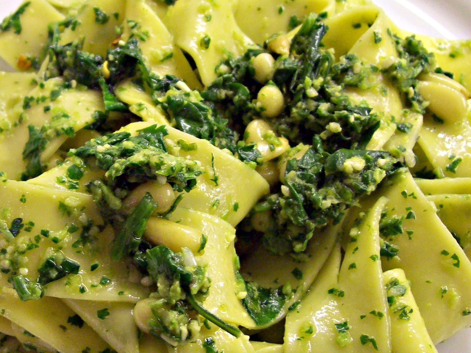 red or green? Pasta with Cilantro, Jalapeno & Pinenuts