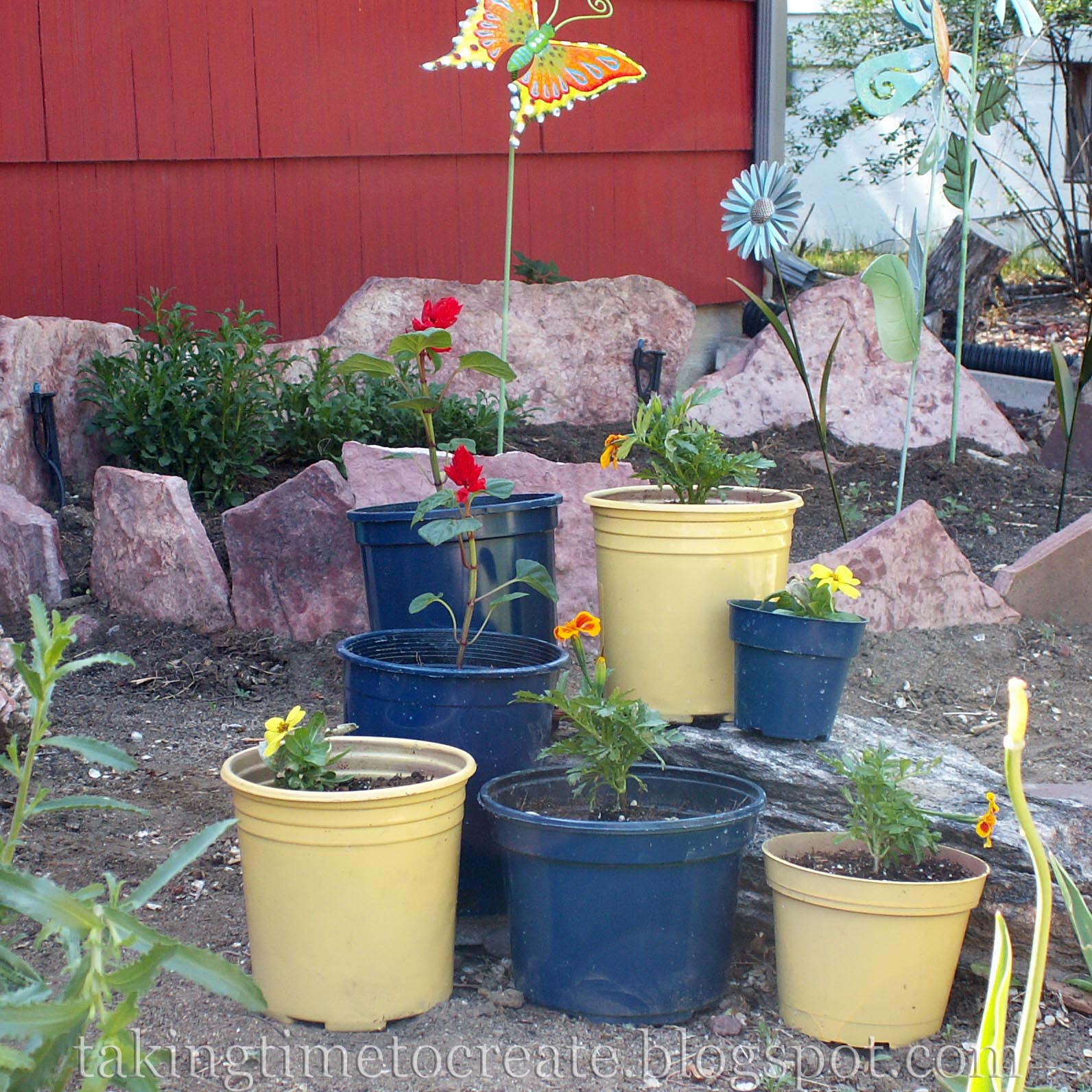 Taking Time To Create Stretch Your Garden Dollar Spray Painted Pots