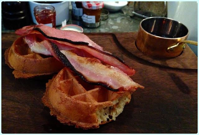 Smoak Bar and Grill - Waffles with Bacon and Maple Syrup