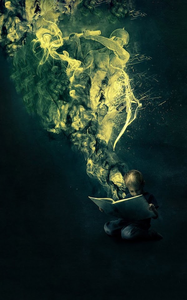 Fantasy Book Reading Boy Android Wallpaper