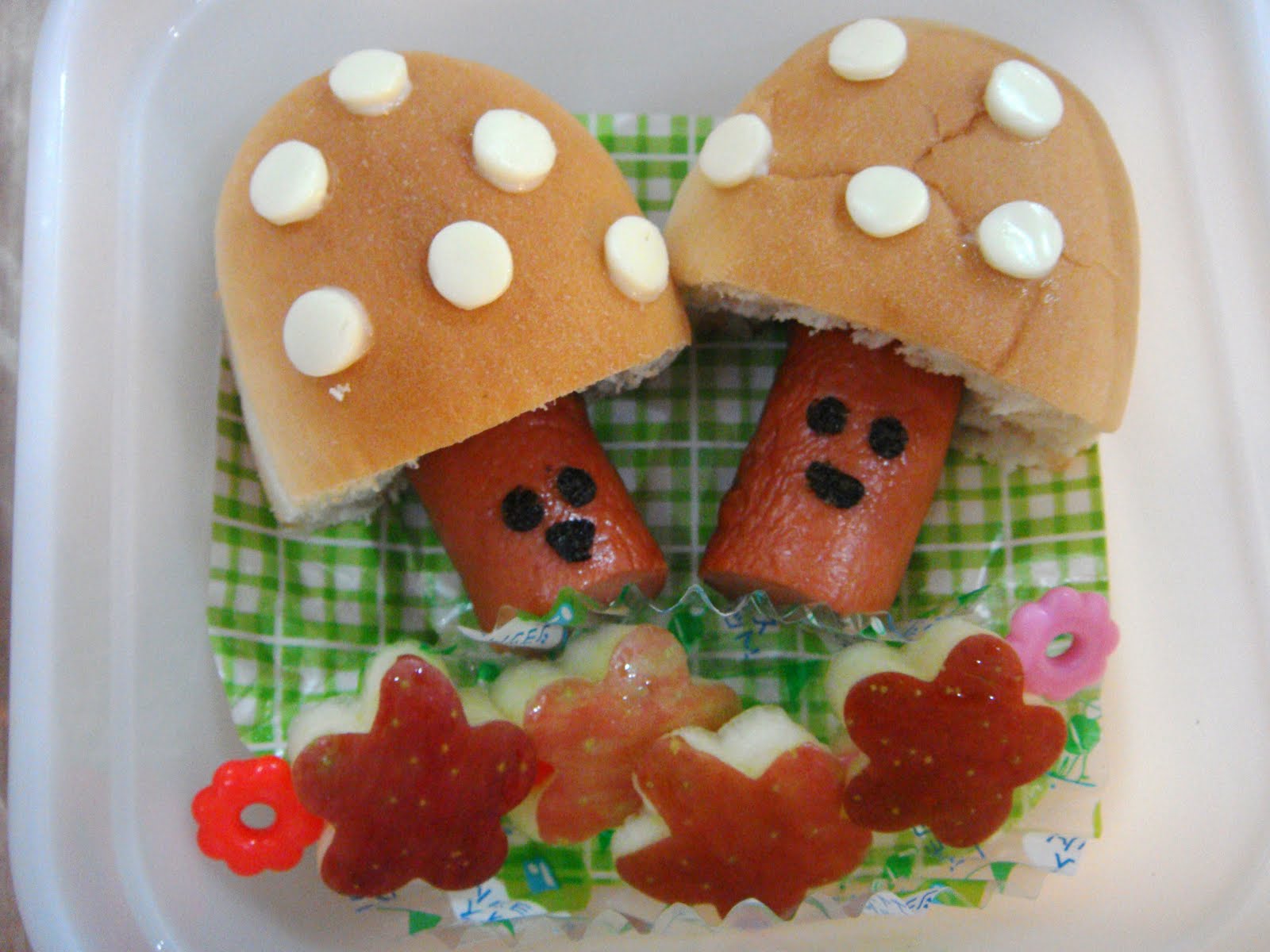 My Cooking Experiments Hot Dog Mushroom Bento