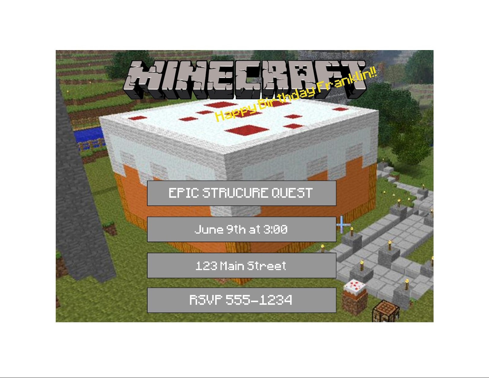 Design Your Own <strong>Party Invitations</strong> - Canva Printable minecraft party invitation template