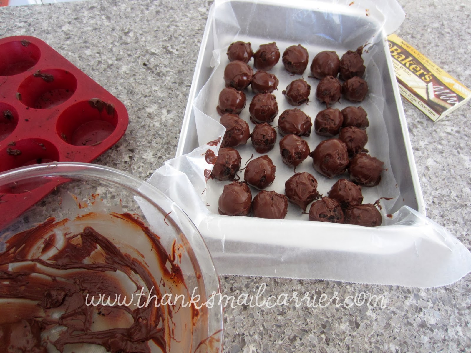 Thanks, Mail Carrier Triple Chocolate Cookie Balls {NoBake Recipe}