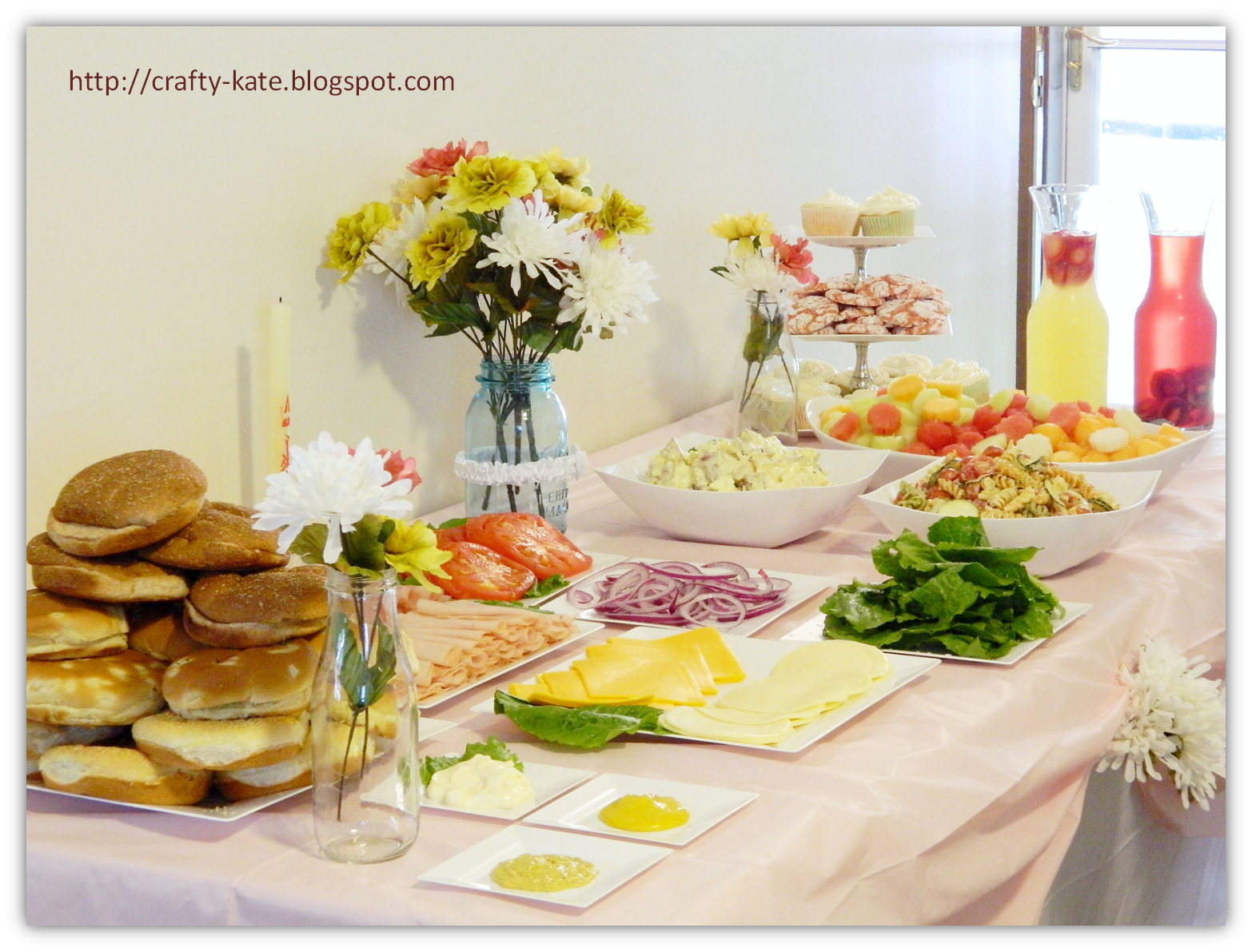 Crafty Kate Baptism Luncheon Food Table