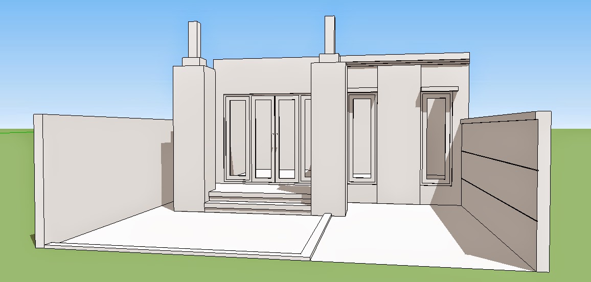 Hasil tutorial kali ini tutorial membuat kusen pintu dan jendela pada sketchup.