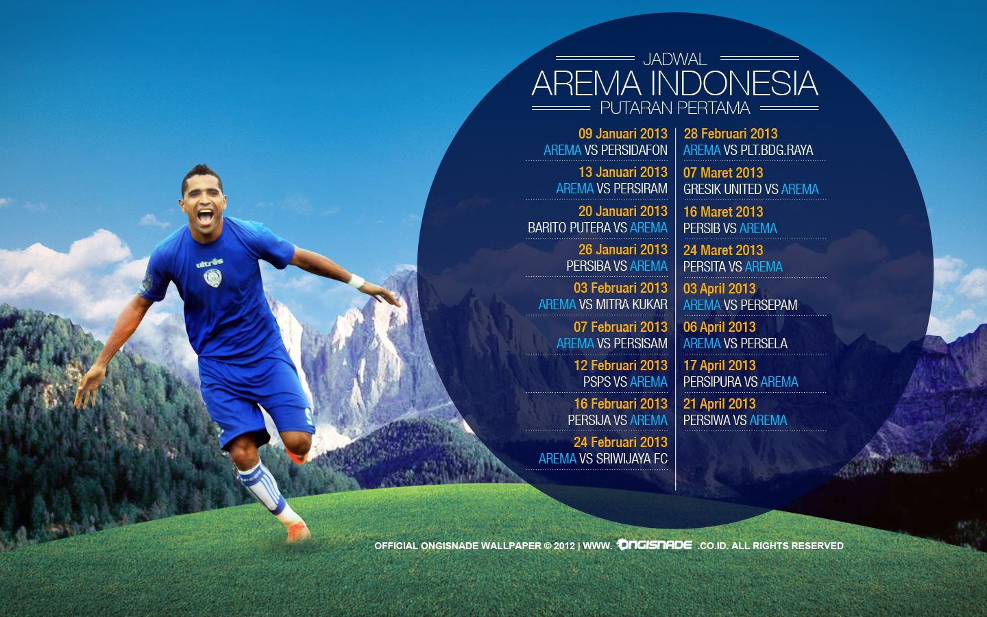 Wallpaper Jadwal Arema Malang Indonesia ISL Edisi 11 Februari 2013